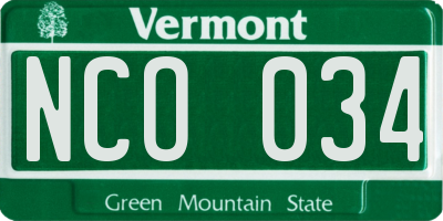 VT license plate NCO034