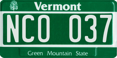 VT license plate NCO037