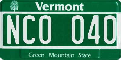 VT license plate NCO040