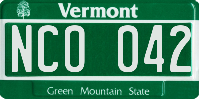 VT license plate NCO042