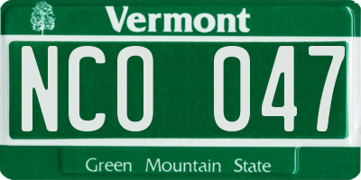 VT license plate NCO047