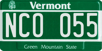 VT license plate NCO055