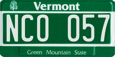 VT license plate NCO057