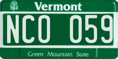 VT license plate NCO059