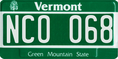 VT license plate NCO068