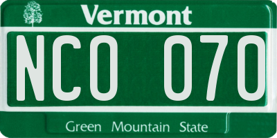 VT license plate NCO070