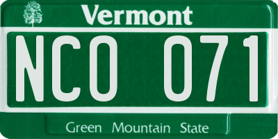 VT license plate NCO071