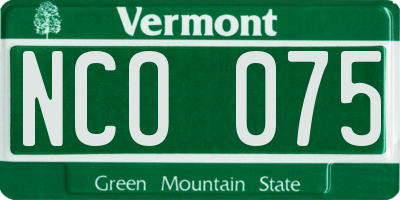 VT license plate NCO075