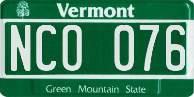 VT license plate NCO076