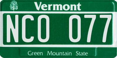 VT license plate NCO077