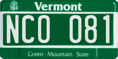 VT license plate NCO081