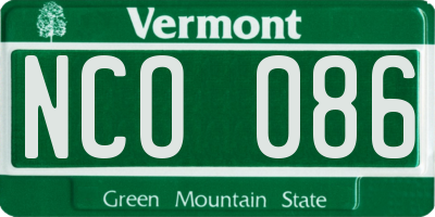 VT license plate NCO086