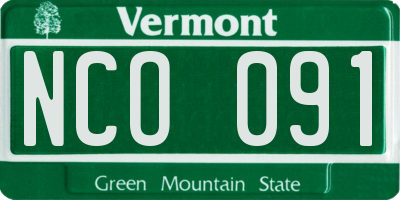 VT license plate NCO091