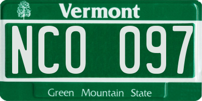 VT license plate NCO097