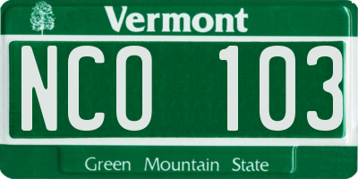VT license plate NCO103