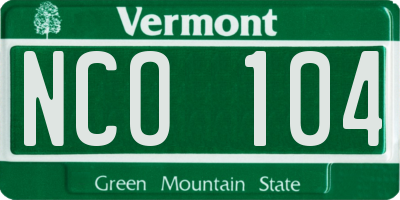 VT license plate NCO104