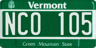 VT license plate NCO105