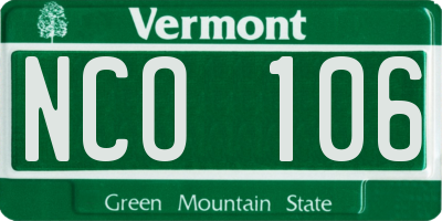 VT license plate NCO106