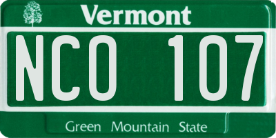 VT license plate NCO107