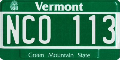 VT license plate NCO113