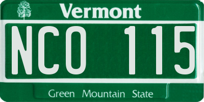 VT license plate NCO115