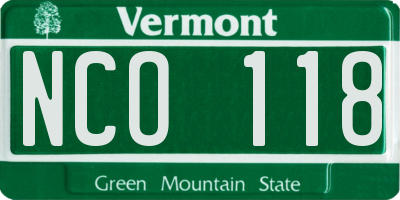 VT license plate NCO118