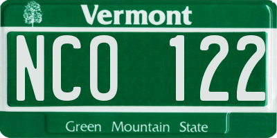VT license plate NCO122