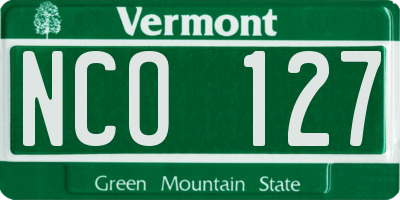 VT license plate NCO127
