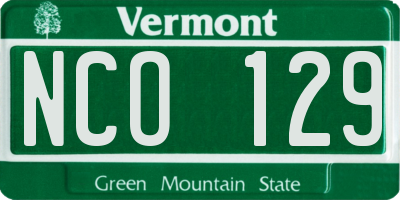 VT license plate NCO129