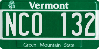 VT license plate NCO132