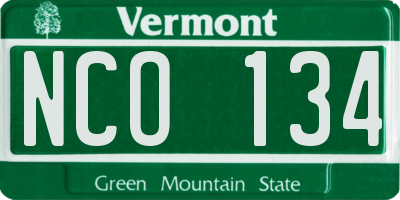 VT license plate NCO134