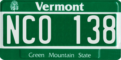 VT license plate NCO138