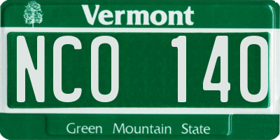 VT license plate NCO140