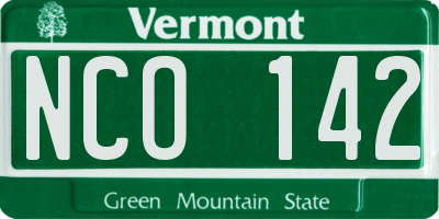 VT license plate NCO142