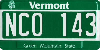 VT license plate NCO143