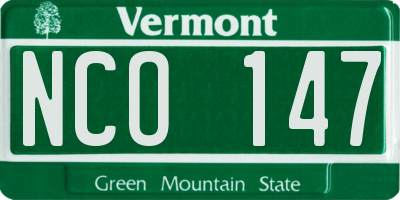 VT license plate NCO147