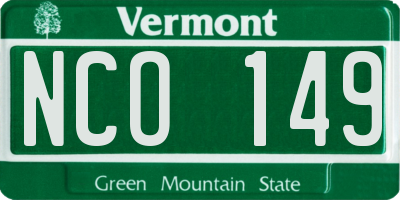 VT license plate NCO149