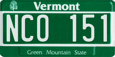 VT license plate NCO151