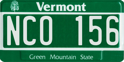 VT license plate NCO156