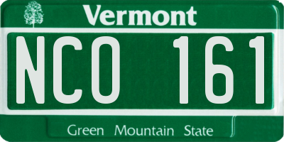VT license plate NCO161