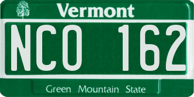 VT license plate NCO162