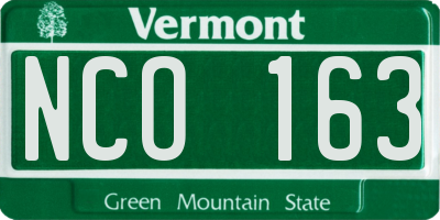 VT license plate NCO163