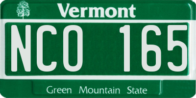 VT license plate NCO165