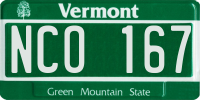 VT license plate NCO167