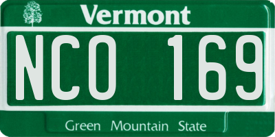 VT license plate NCO169
