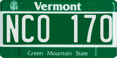 VT license plate NCO170