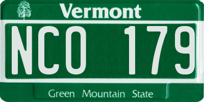 VT license plate NCO179