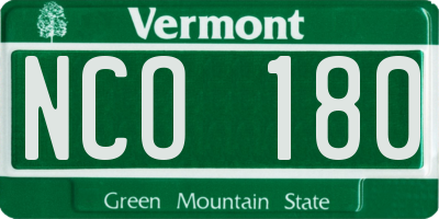 VT license plate NCO180