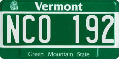 VT license plate NCO192