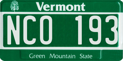 VT license plate NCO193